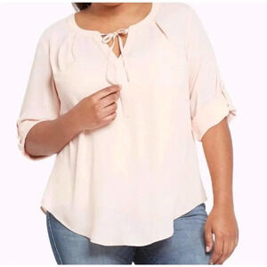 Torrid Roll Tab Sleeve Blouse w/ Neck Tie Size 2( 2X)